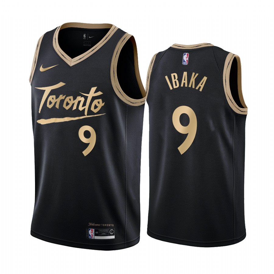 Men Toronto Raptors 9 serge ibaka black city edition 2020 nba jersey